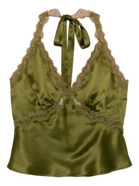 REFORMATION  monica lace trimmed top - green Sz S